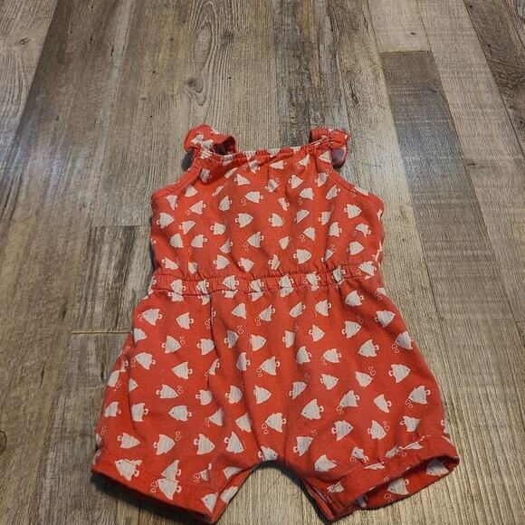 Carter's Child of Mine girls 0-3 months spaghetti strap short sleeve romper - Picture 3 of 4